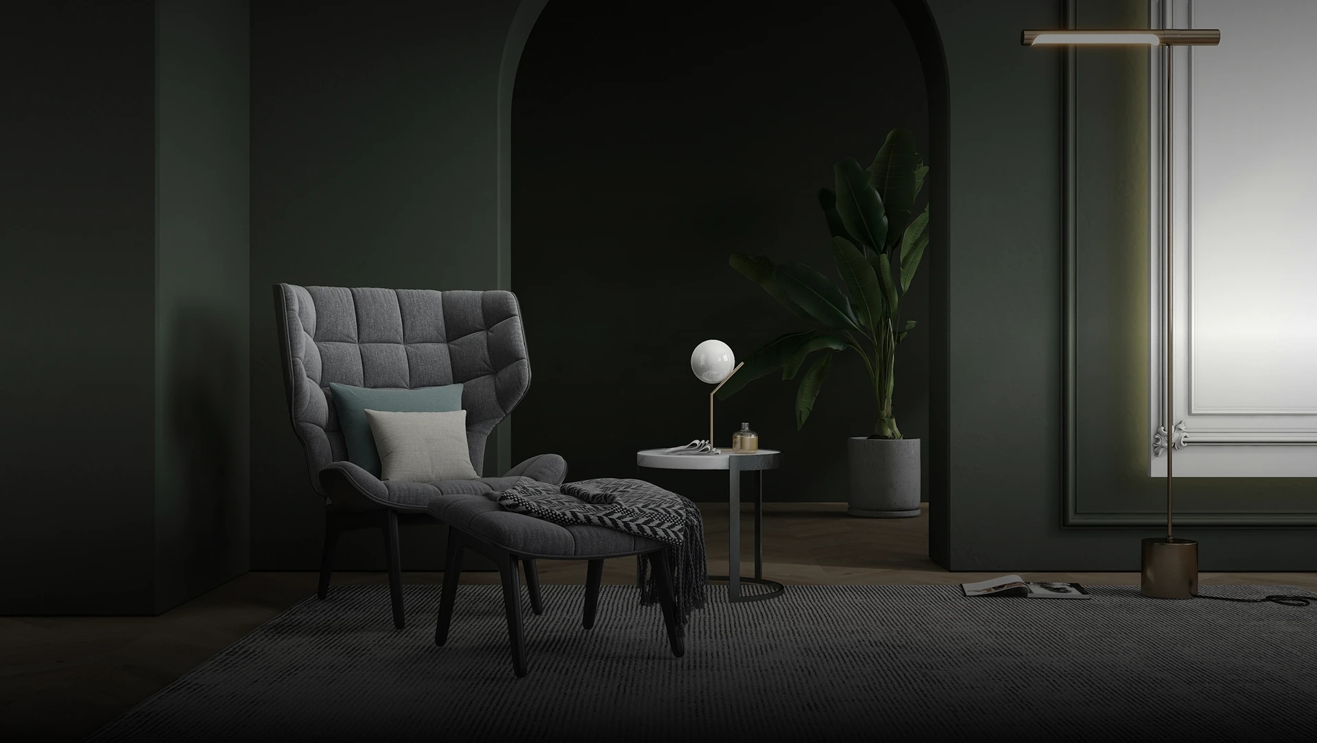 Paintit.ai Hero Background Modern Liviing Room Interior with Chair