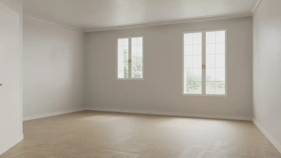 Habitación vacía antes de la puesta en escena virtual con IA