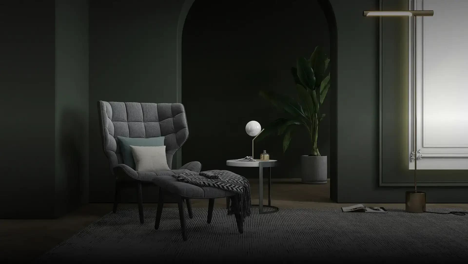 Paintit.ai Hero Background Modern Liviing Room Interior with Chair