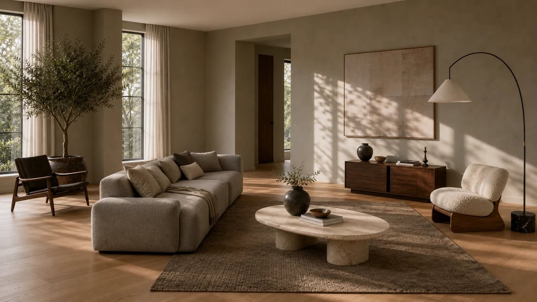 Living room furniture rearranged into a conversation layout