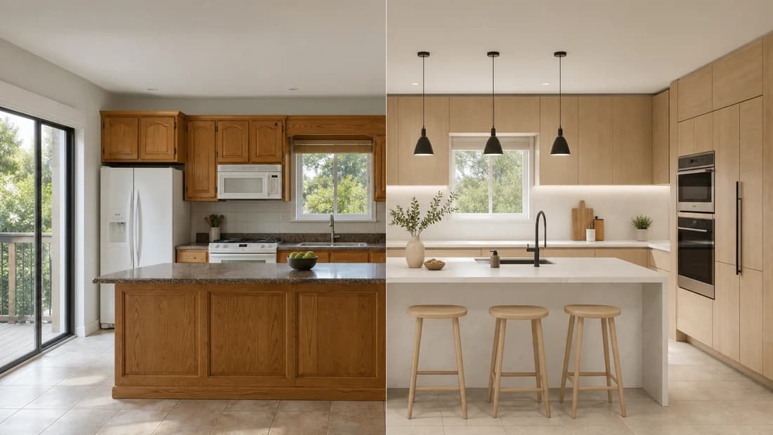 Diseño fotorrealista de cocina con IA creado por Paintit.ai