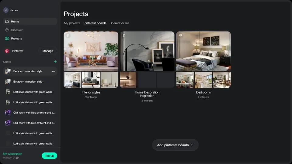 Mit Pinterest-Pinnwänden organisierte Designprojekte