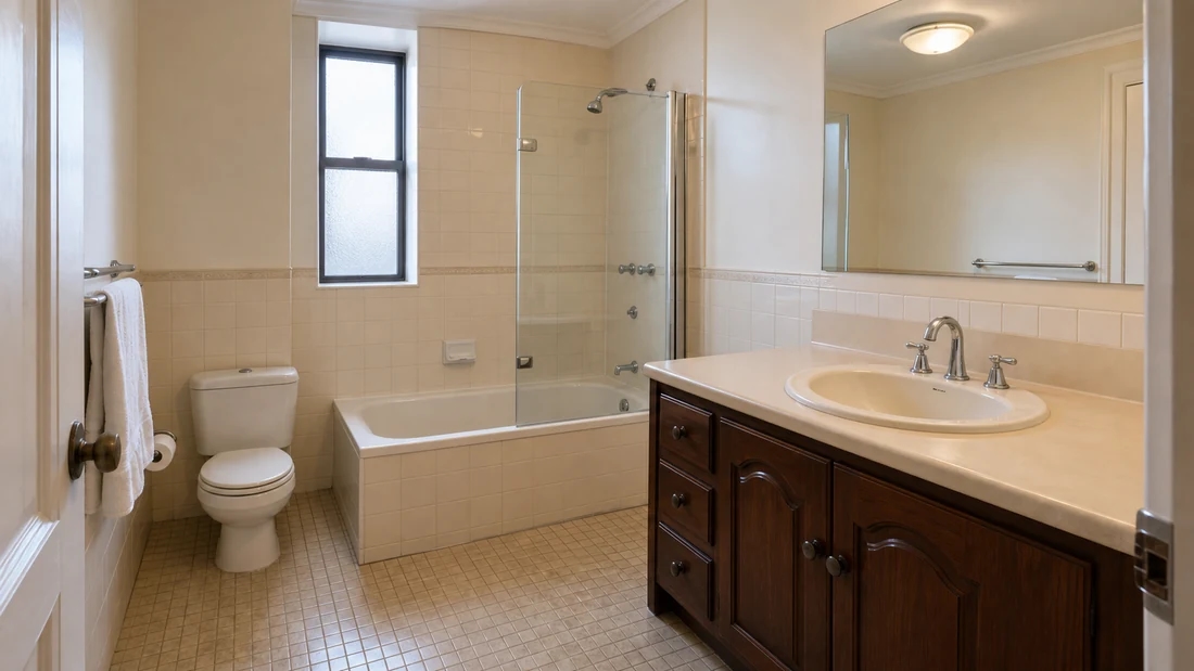 Dated bathroom before AI remodel