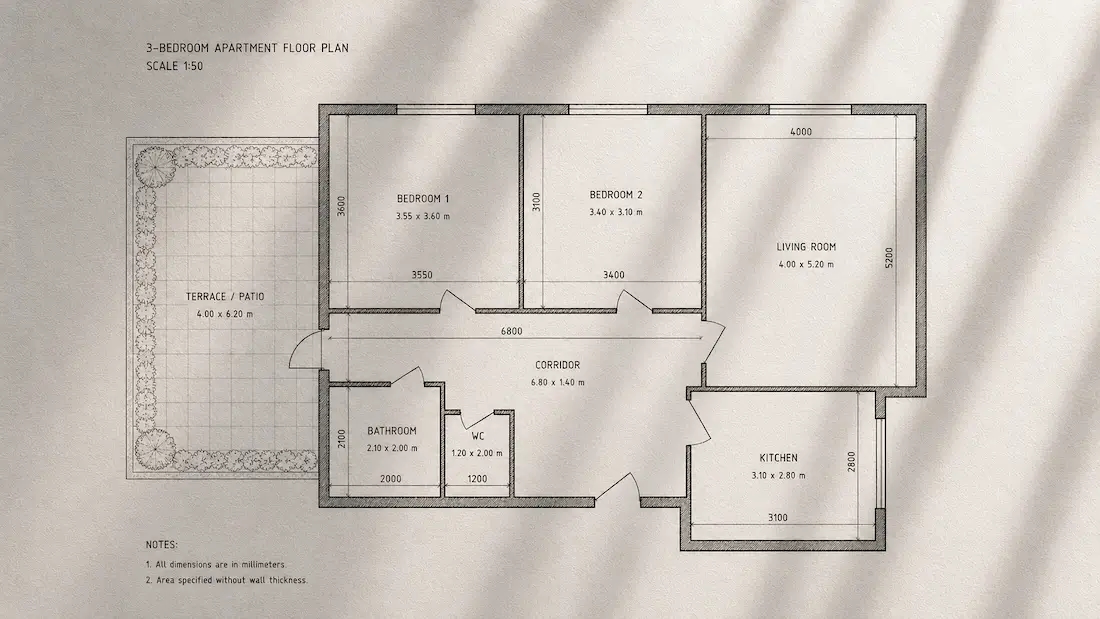 Floor plan before AI visualization
