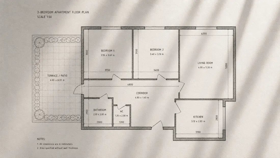 Floor plan before AI visualization