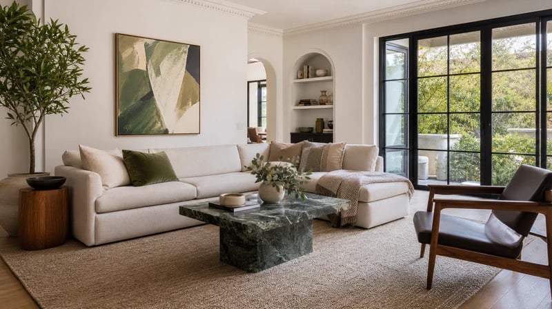 Designer furniture naturally placed in a real living room