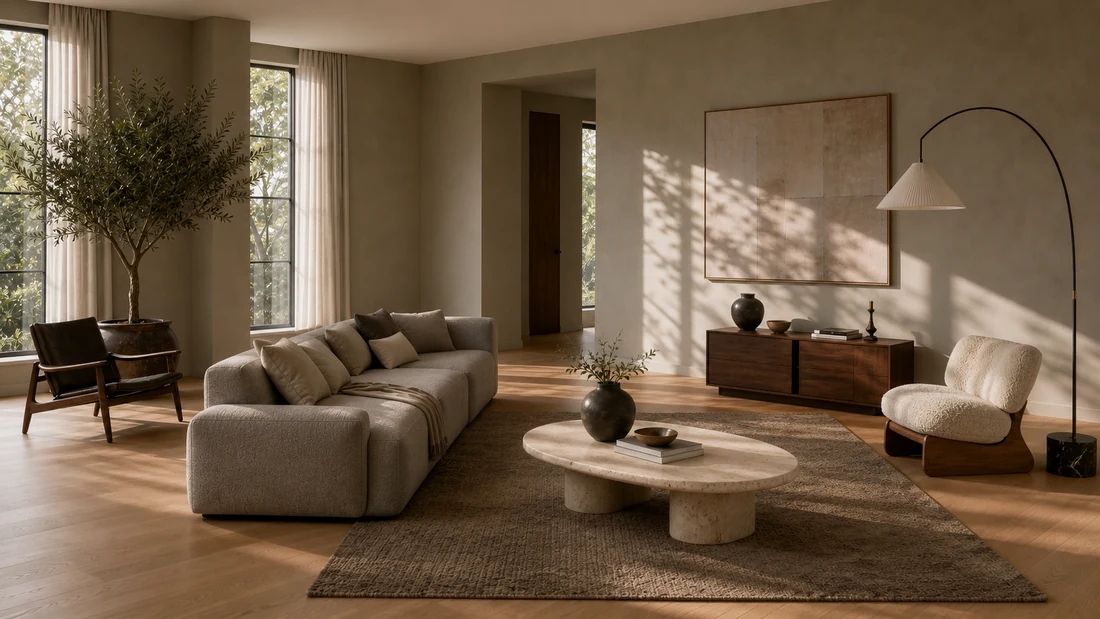 Living room furniture rearranged into a conversation layout