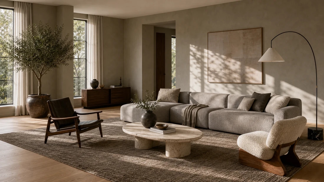 Contemporary living room with the original furniture arrangement