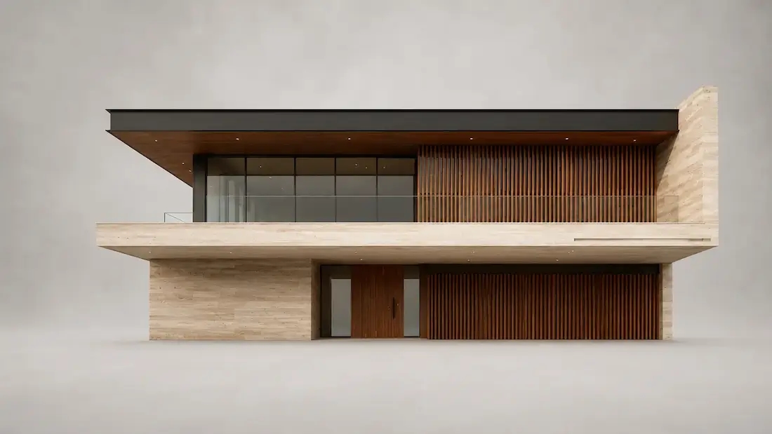 Render 3D con IA de un diseño de casa moderna