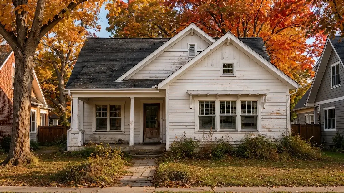 Old white house exterior before AI house painting