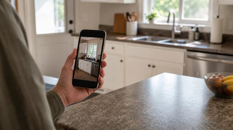 Phone photo upload of an existing kitchen for AI remodel