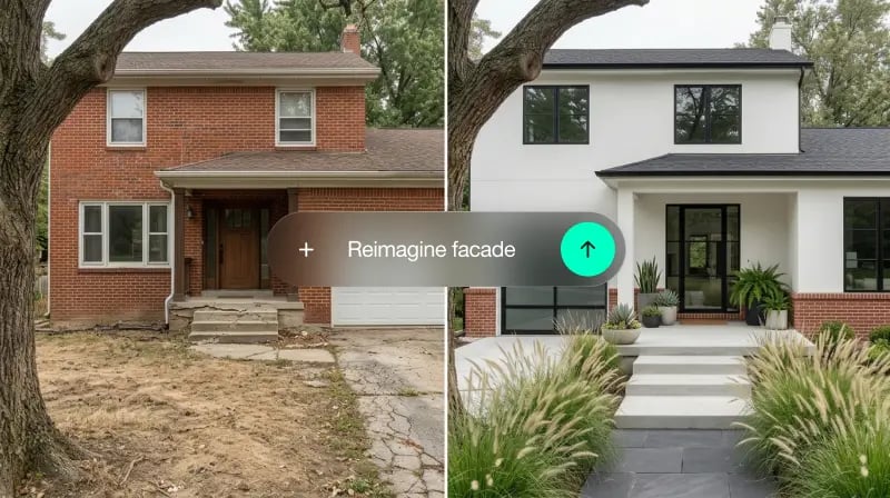 Facade redesign from a single photo