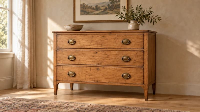 Dresser restored to a lighter natural wood finish