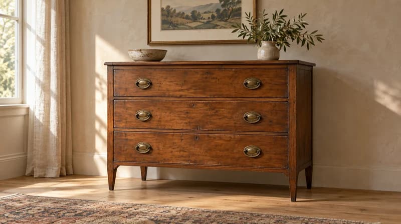 Wooden dresser photo used as the starting point for paint previews