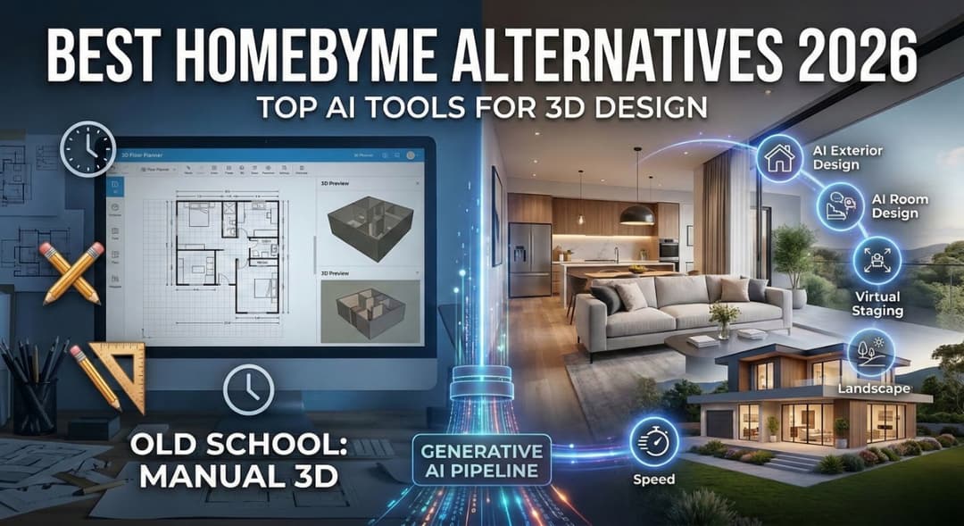 Looking for HomeByMe Alternatives? Top AI Tools for Instant 3D Design & Rendering