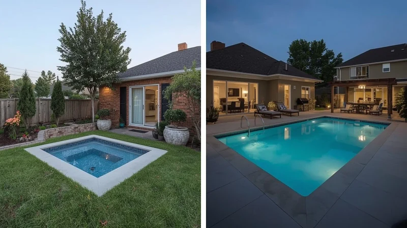KI-Pooldesign für verschiedene Gartengrößen