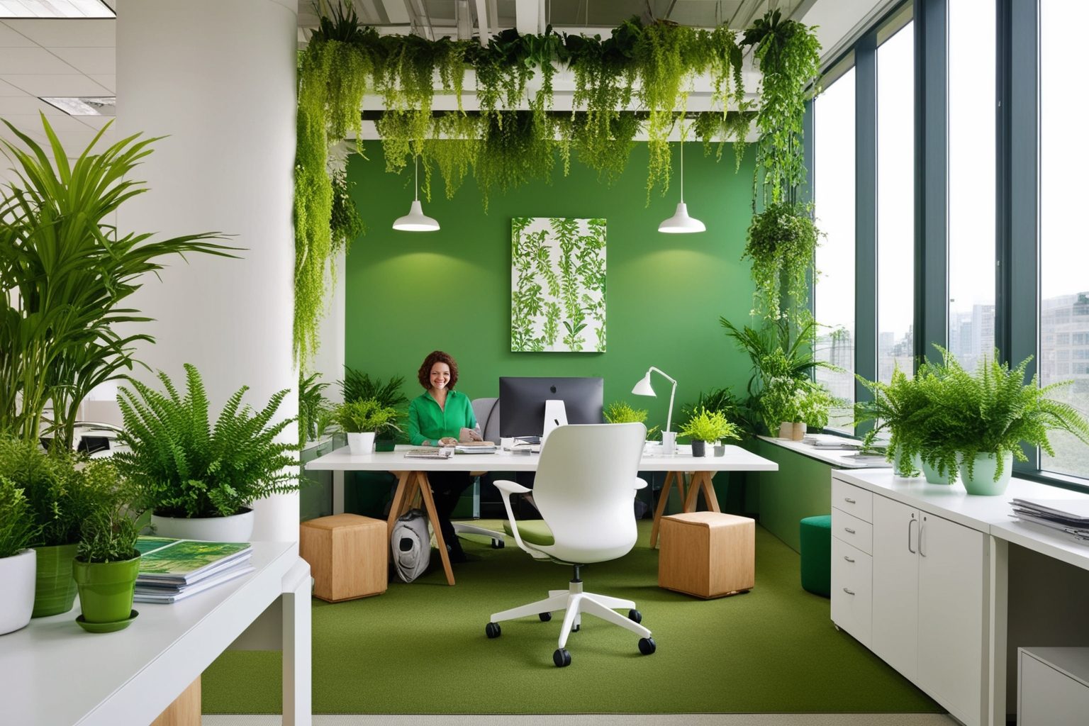 Best Green Office Interior Design Ideas - Transform Your Workspace | Paintit.ai - 1