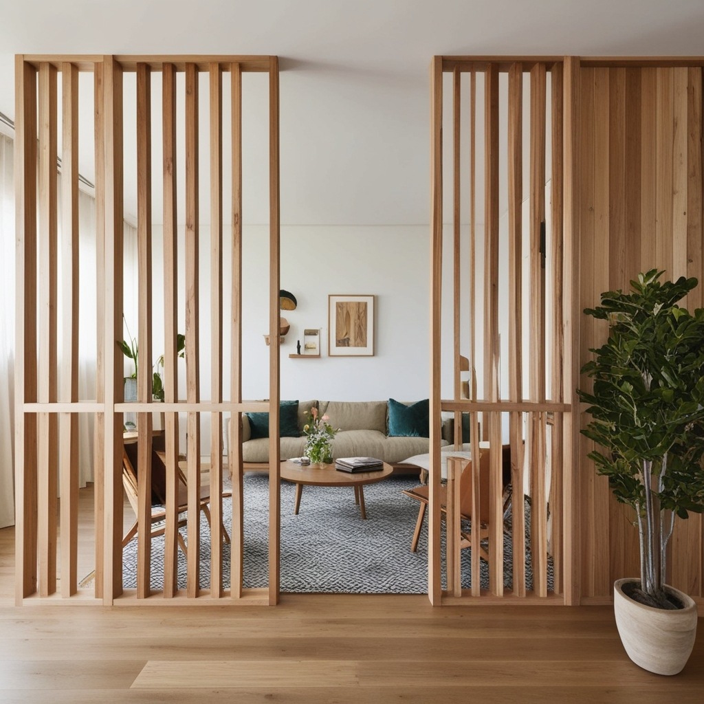 Best Wooden Living Room Partition Ideas - Transform Your Space with Unique Interior Design | Paintit.ai - 2