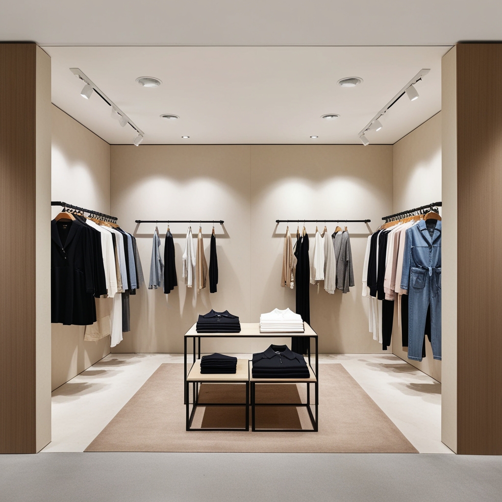 Small Cloth Shop Interior Design Ideas - Best solution from Paintit.ai - 2