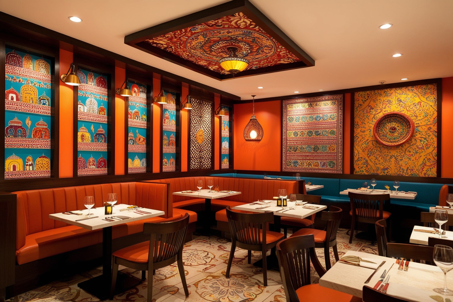 Small Indian Restaurant Interior Design Ideas - Best solution from Paintit.ai - 1