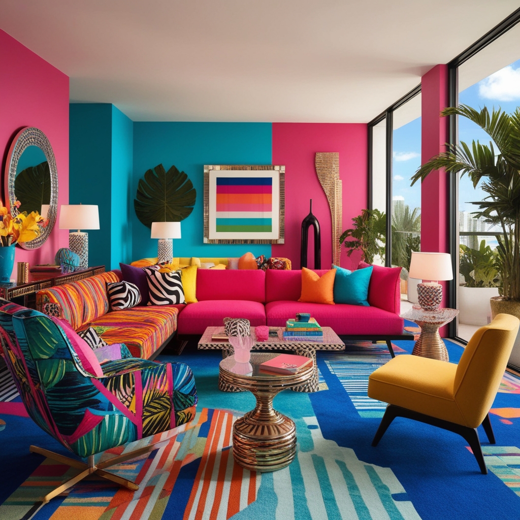 80's Miami Style Interior Design – Creative Ideas & Inspiration | Paintit.ai - 3