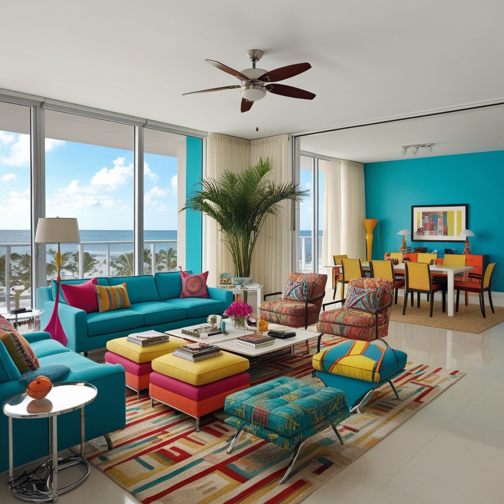 80's Miami Style Interior Design – Creative Ideas & Inspiration | Paintit.ai - 7