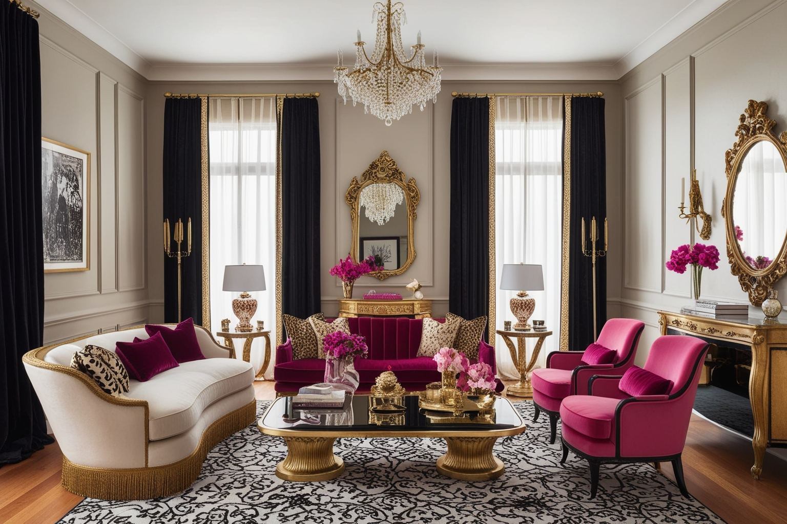 Hollywood Glam Interior Design Style - Explore Chic Looks | Paintit.ai - 1