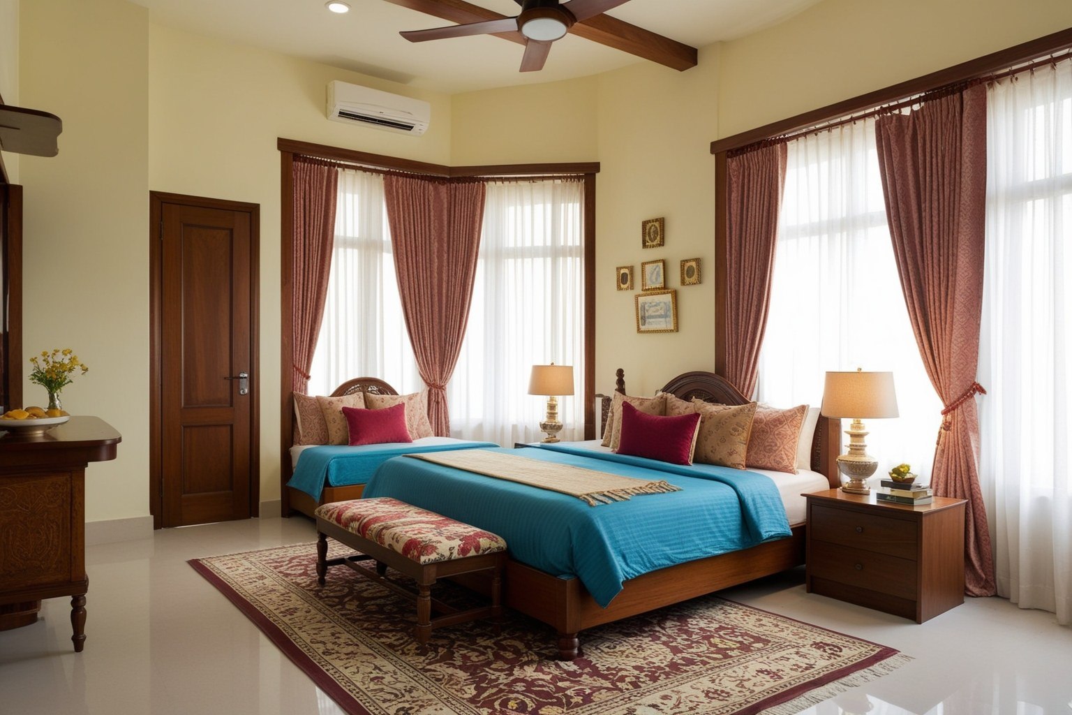Indian Style Simple Middle Class Bedroom Interior Design - Get Inspired Today | Paintit.ai - 1