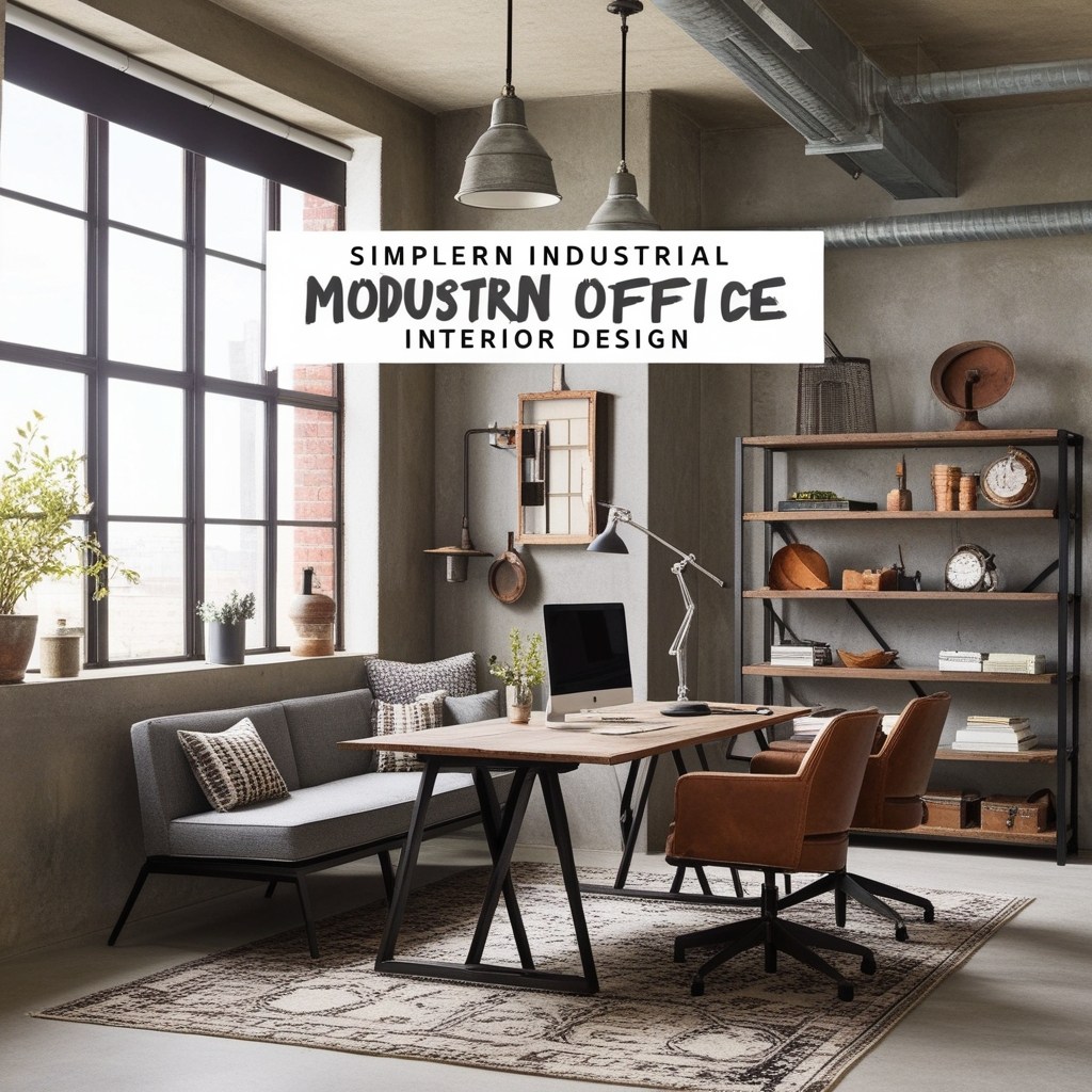 Industrial Style Modern Industrial Office Interior Design - Get Inspired Today | Paintit.ai - 2