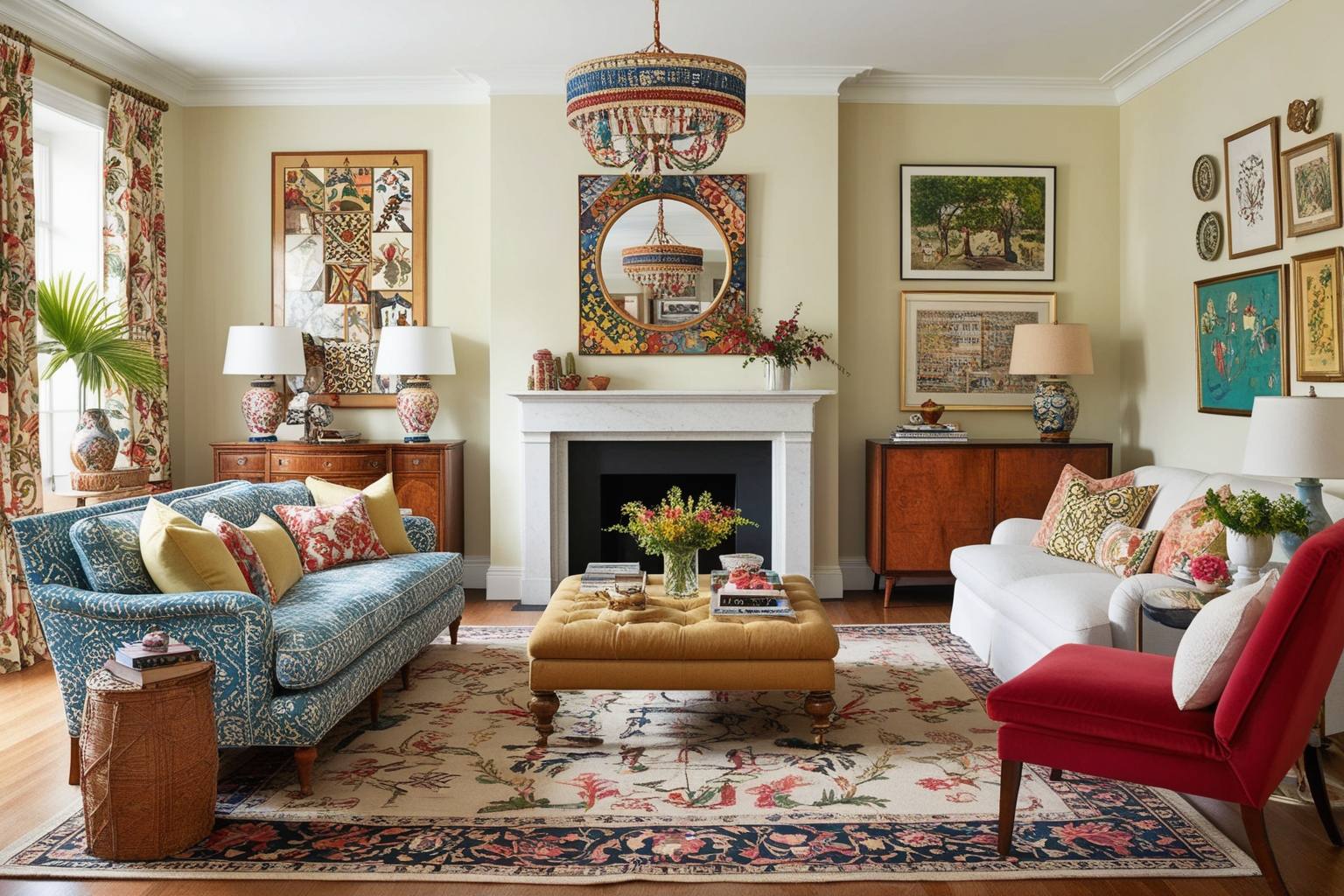 Eclectic Style Living Room Interior Design - Discover Inspiring Ideas | Paintit.ai - 1