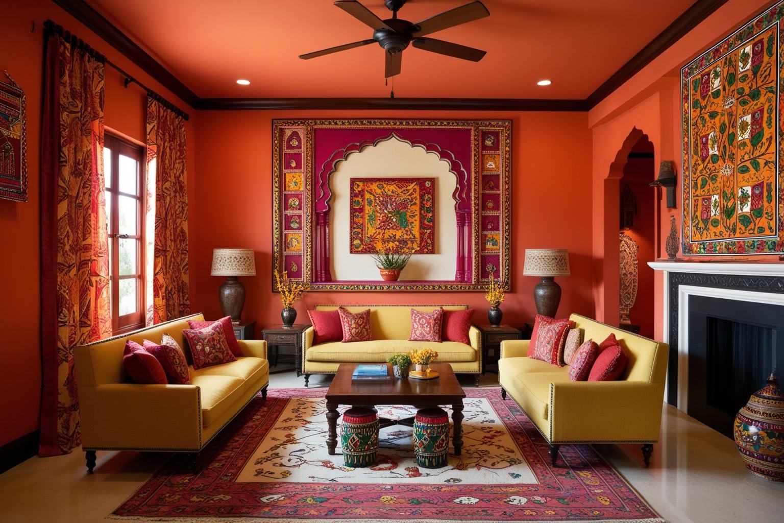 Interior Design of Hall in Indian Style - Explore Inspiring Ideas | Paintit.ai - 1