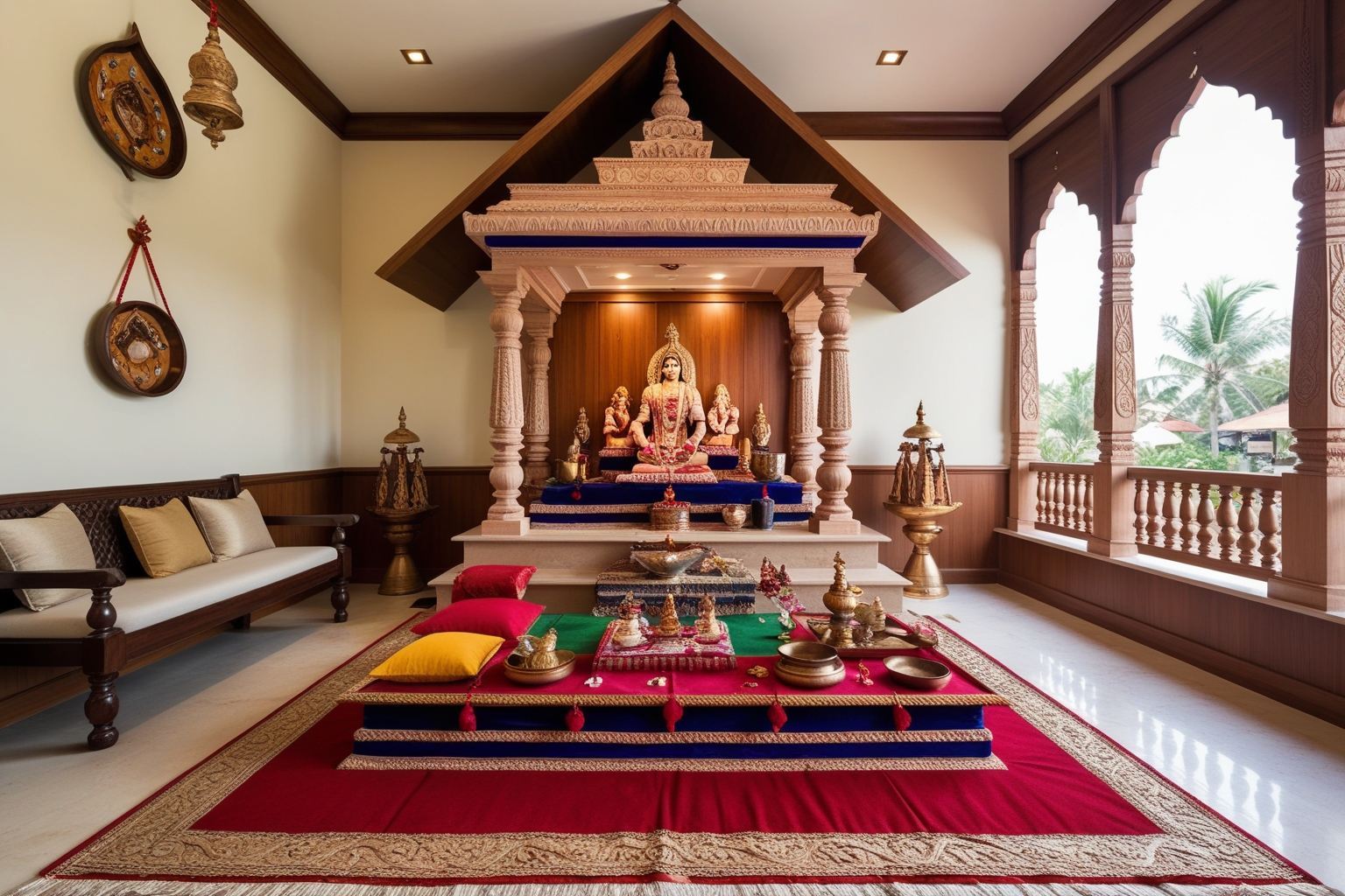 Kerala Style Pooja Room Interior Design - Explore Inspired Ideas | Paintit.ai - 1
