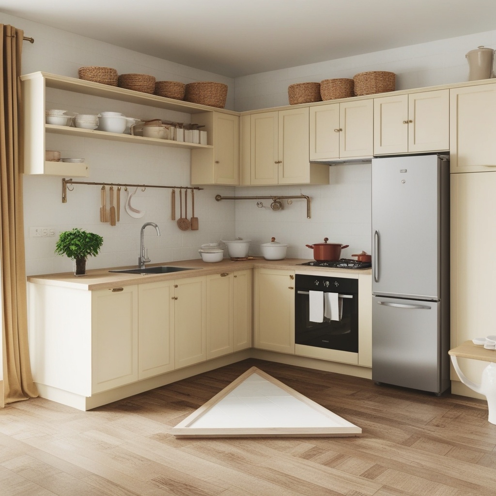 L Shaped Kitchen Interior Indian Style Small Modular Kitchen Design - Explore Inspiring Looks | Paintit.ai - 4