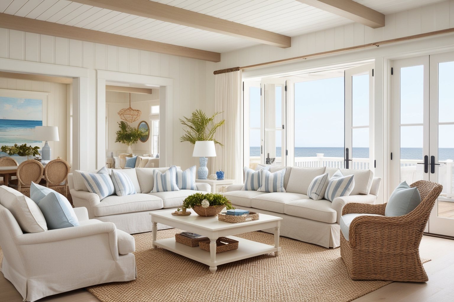Living Room Interior Design Hamptons Style - Explore Your Perfect Space | Paintit.ai - 1