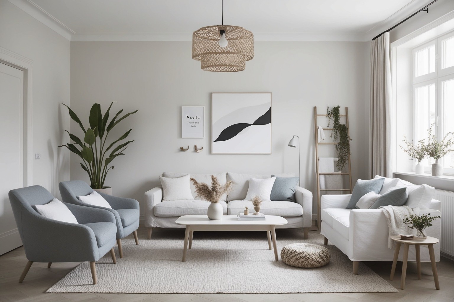 Living Room Nordic Style Interior Design - Explore Fresh Ideas | Paintit.ai - 1