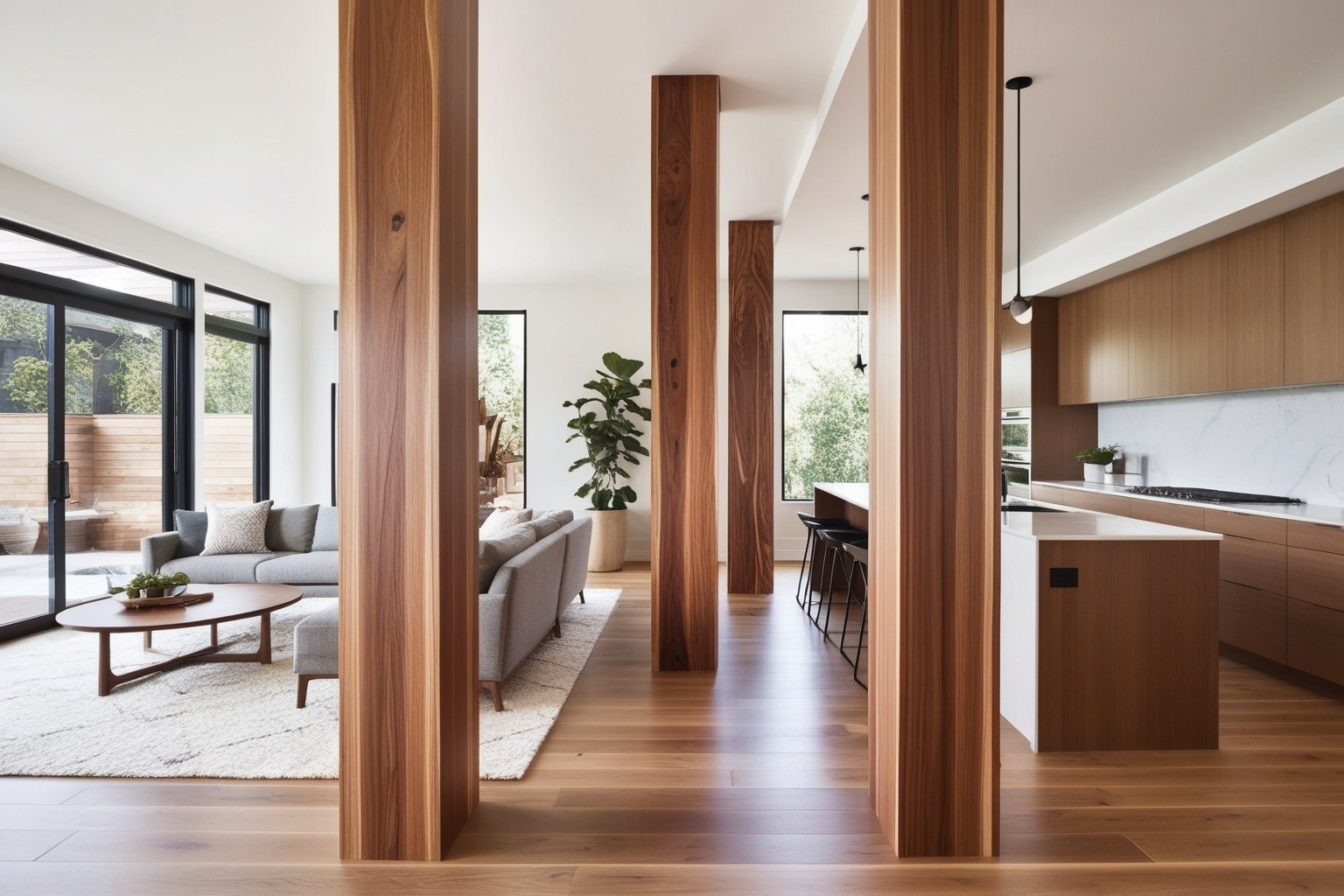 Modern Style Interior Wood Column Design - Explore Creative Ideas | Paintit.ai - 1