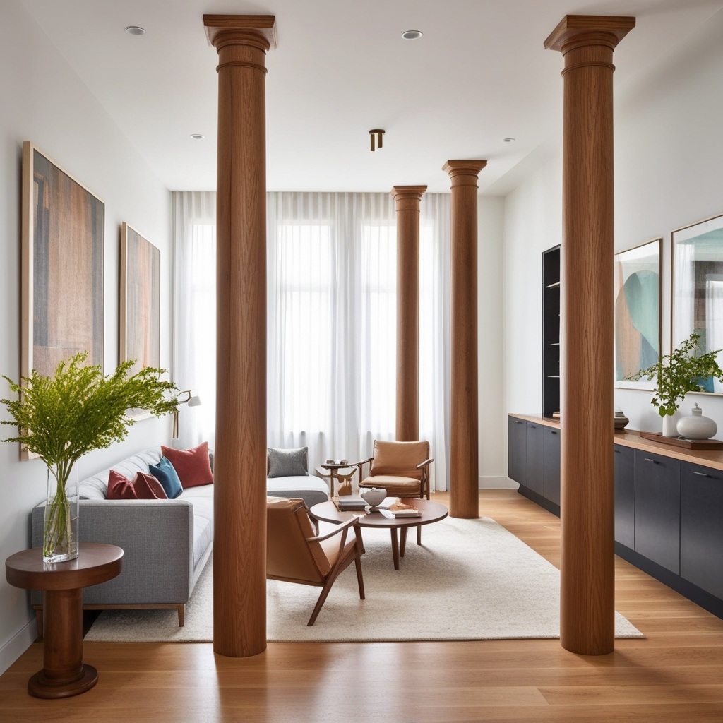 Modern Style Interior Wood Column Design - Explore Creative Ideas | Paintit.ai - 15