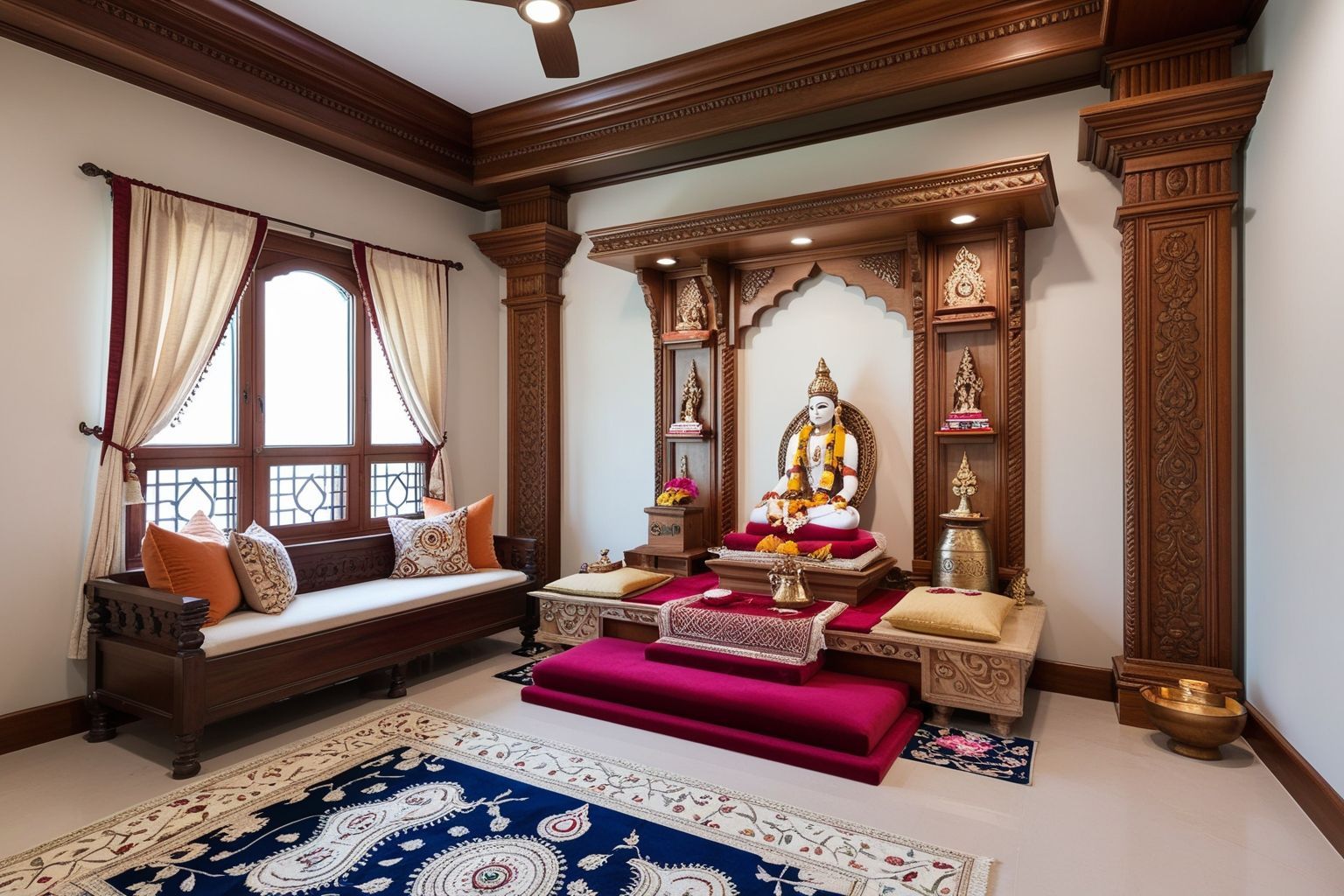 Pooja Room Interior Design Indian Style - Explore Your Sacred Space | Paintit.ai - 1