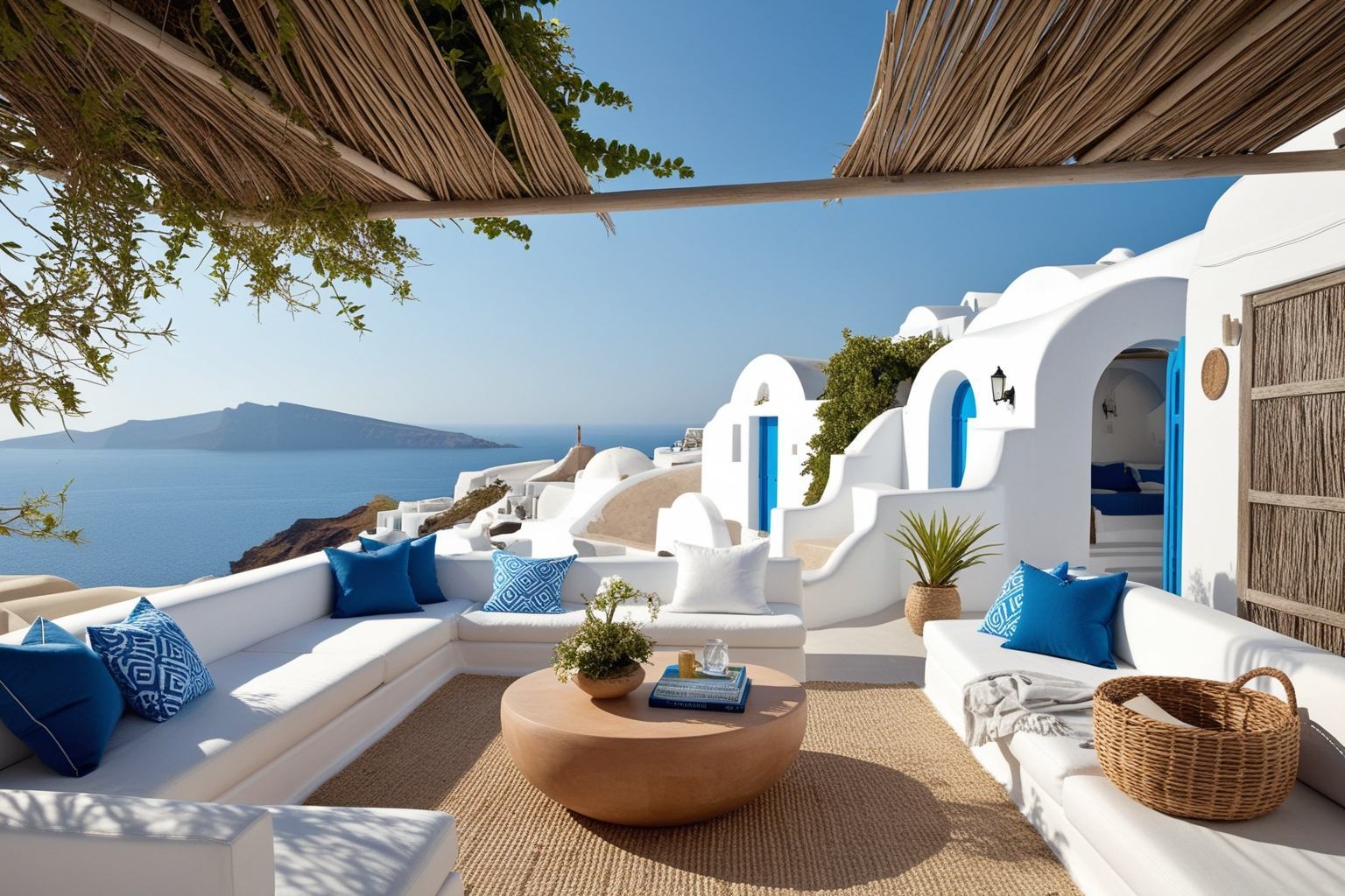 Santorini Style Interior Design - Get Inspired by Fresh Ideas | Paintit.ai - 1