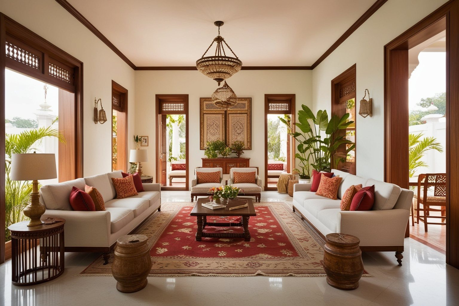 Simple Hall Interior Design Indian Style - Explore Unique Ideas | Paintit.ai - 1