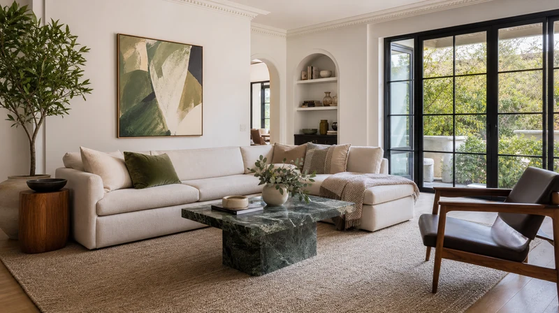 Designer furniture naturally placed in a real living room