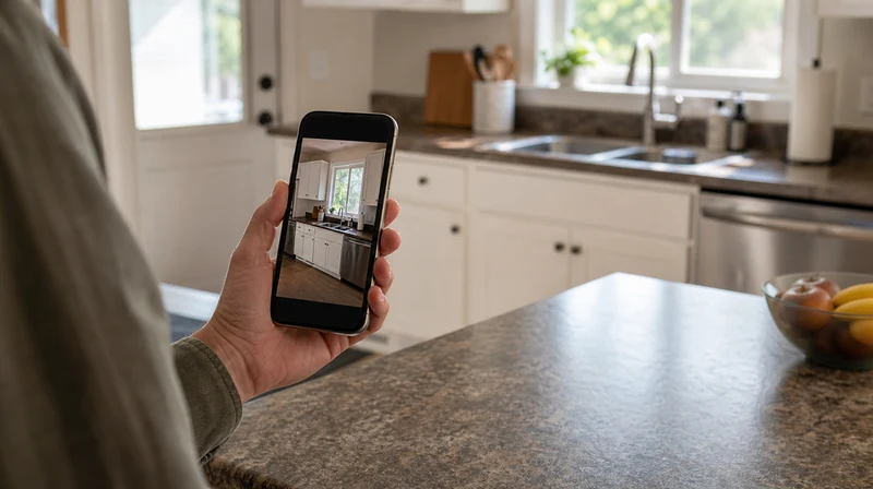 Phone photo upload of an existing kitchen for AI remodel